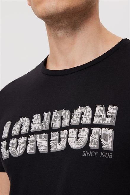 Pers Erkek %100 Pamuk O Yaka T-Shirt Siyah