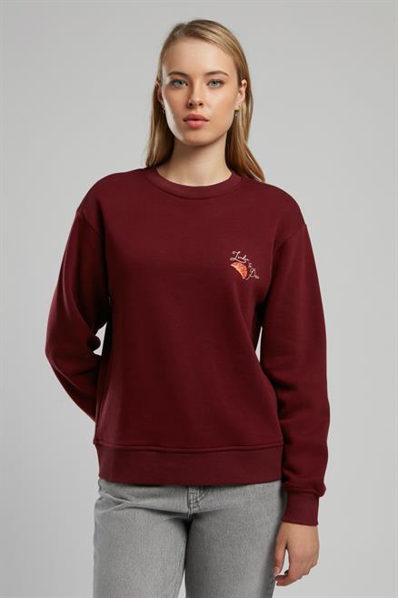 Petra Kadın O Yaka Sweatshirt Bordo