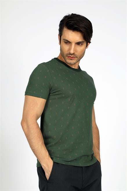 Pine 1 Erkek %100 Pamuk O Yaka T-Shirt Koyu Yeşil