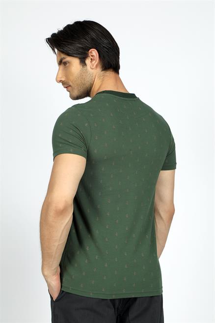 Pine 1 Erkek %100 Pamuk O Yaka T-Shirt Koyu Yeşil