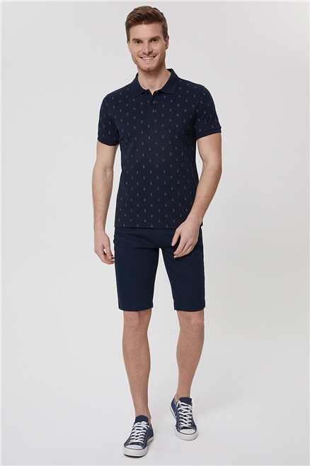Pine Erkek %100 Pamuk Polo Yaka T-Shirt Lacivert