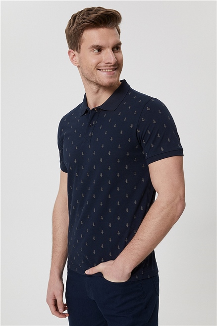 Pine Erkek %100 Pamuk Polo Yaka T-Shirt Lacivert
