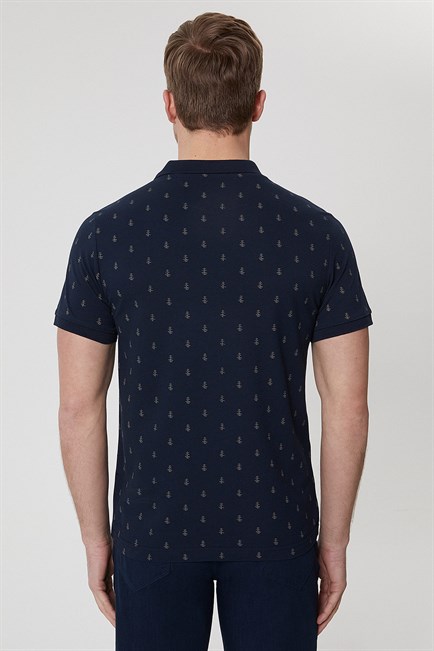 Pine Erkek %100 Pamuk Polo Yaka T-Shirt Lacivert