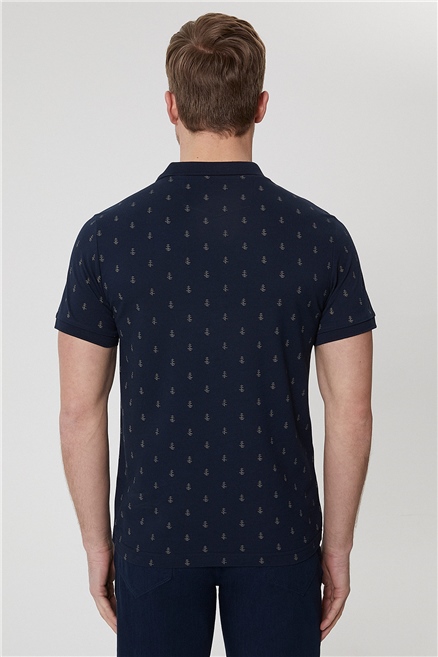 Pine Erkek %100 Pamuk Polo Yaka T-Shirt Lacivert