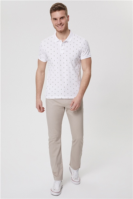 Pine Erkek %100 Pamuk Polo Yaka T-Shirt Beyaz