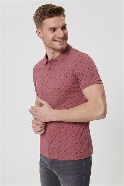 Polite Erkek %100 Pamuk Polo Yaka T-Shirt Gül Kurusu