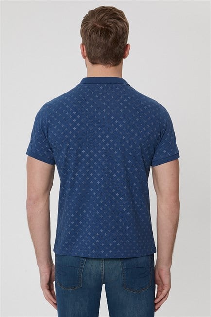 Polite Erkek %100 Pamuk Polo Yaka T-Shirt İndigo