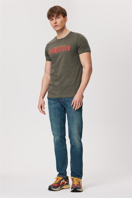 Rani Erkek %100 Pamuk O Yaka T-Shirt Haki