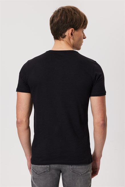 Rani Erkek %100 Pamuk O Yaka T-Shirt Siyah