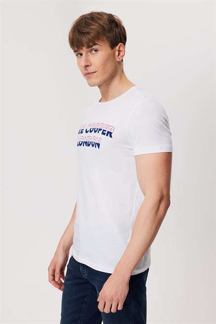 Raquel Erkek %100 Pamuk O Yaka T-Shirt Beyaz