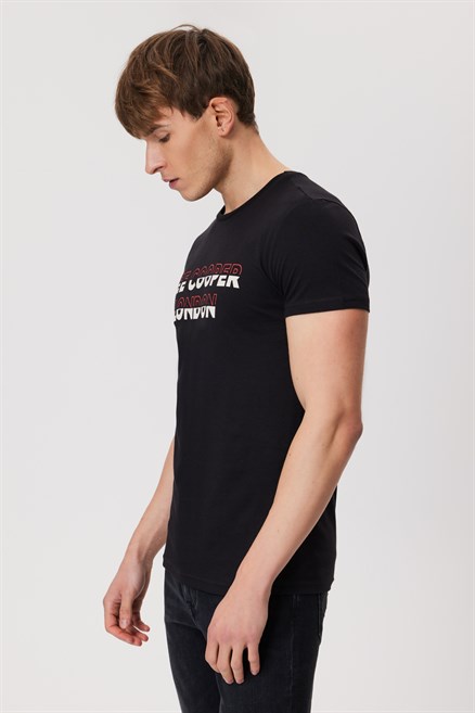 Raquel Erkek %100 Pamuk O Yaka T-Shirt Siyah