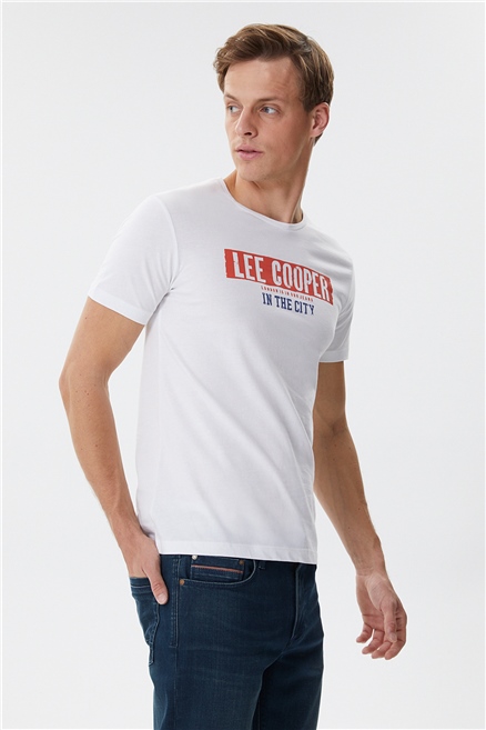 Real Erkek %100 Pamuk Bisiklet Yaka T-Shirt Beyaz