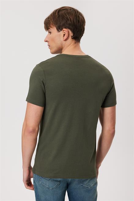 Real Erkek %100 Pamuk O Yaka T-Shirt Haki