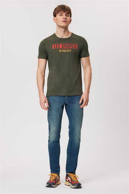 Real Erkek %100 Pamuk O Yaka T-Shirt Haki