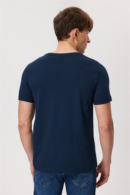 Real Erkek %100 Pamuk O Yaka T-Shirt Lacivert