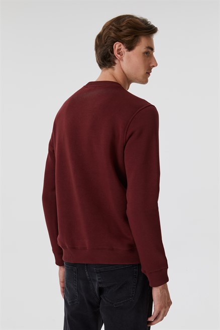 Rex Erkek Bisiklet Yaka Sweatshirt Mürdüm