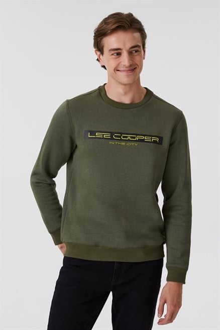 Rex Erkek Bisiklet Yaka Sweatshirt Haki