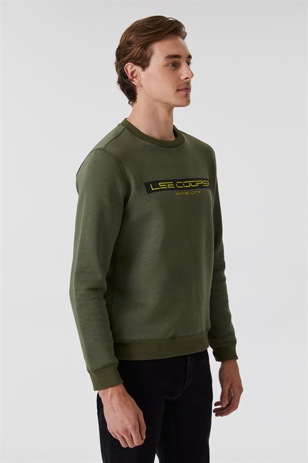 Rex Erkek Bisiklet Yaka Sweatshirt Haki