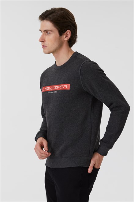 Rex Erkek Bisiklet Yaka Sweatshirt Antrasit Melanj
