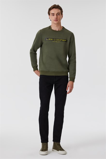 Rex Erkek Bisiklet Yaka Sweatshirt Haki