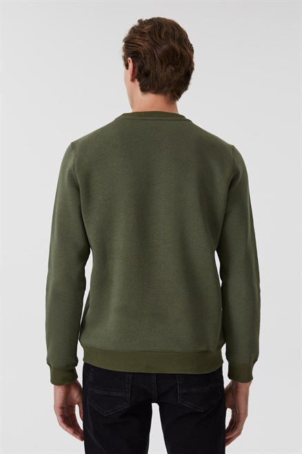 Rex Erkek Bisiklet Yaka Sweatshirt Haki