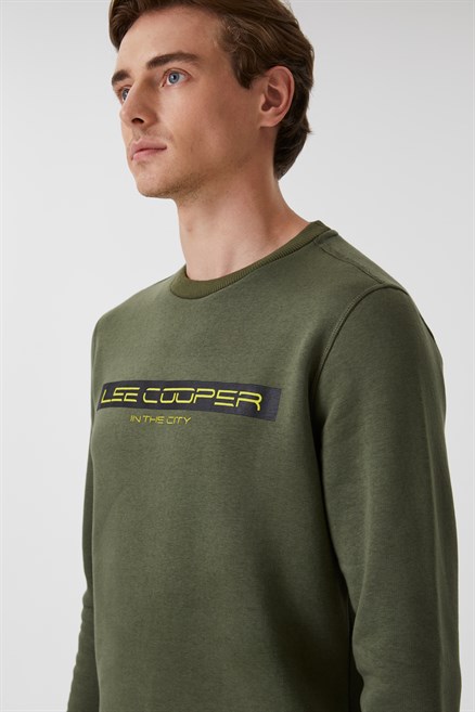 Rex Erkek Bisiklet Yaka Sweatshirt Haki