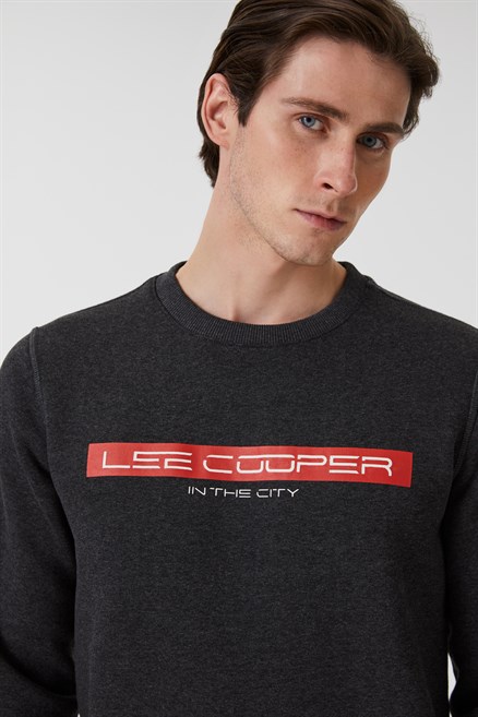 Rex Erkek Bisiklet Yaka Sweatshirt Antrasit Melanj