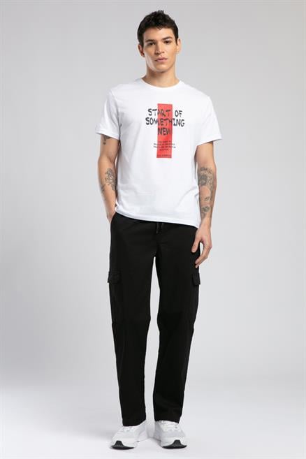 Ric Erkek %100 Pamuk O Yaka T-Shirt Beyaz