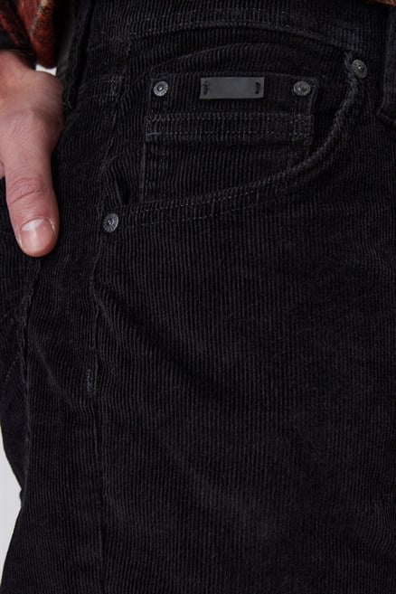 Ricky Erkek Hıgh Rıse Straıght Rahat Kesim Yüksek Bel Dokuma Pantolon Düz Paça Siyah