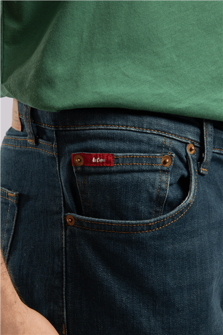 Rıcky Erkek High Rise Straight Fit Pamuklu Jean Pantolon Yeşil