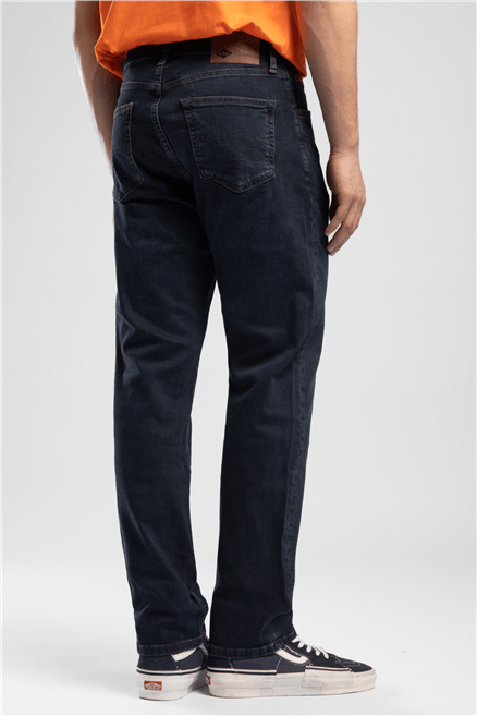 Rıcky Erkek High Rise Straight Fit Pamuklu Jean Pantolon Mavi̇-Si̇Yah