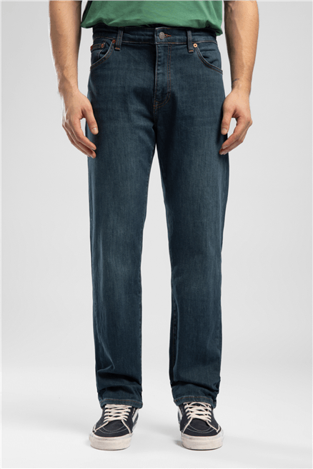 Rıcky Erkek High Rise Straight Fit Pamuklu Jean Pantolon Yeşil