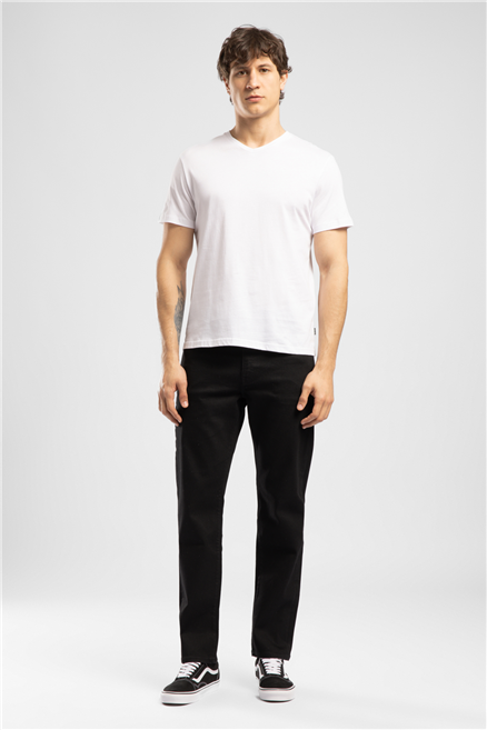Rıcky Erkek High Rise Straight Fit Pamuklu Jean Pantolon Siyah