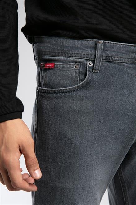 Ricky Erkek Hıgh Rıse Straıght Rahat Kesim Yüksek Bel Düz Paça Jean Pantolon Gri