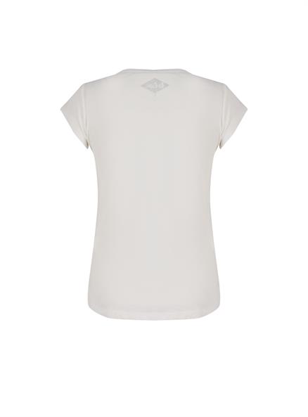 Rileys Kadın %100 Pamuk Owersize Bisiklet Yaka T-Shirt Off White