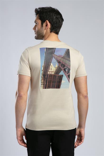 Rinaldo Erkek %100 Pamuk O Yaka T-Shirt Bej