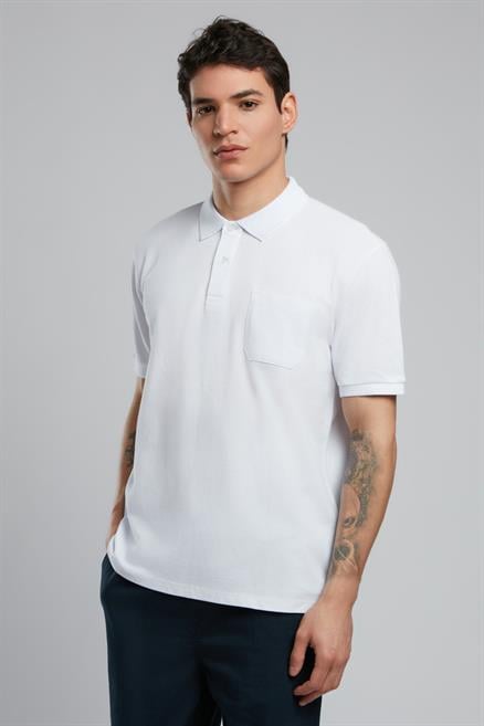 Rolan Erkek %100 Pamuk Polo Yaka T-Shirt Beyaz