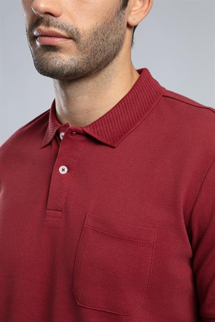 Rolan Erkek %100 Pamuk Polo Yaka T-Shirt Bordo
