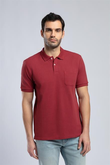 Rolan Erkek %100 Pamuk Polo Yaka T-Shirt Bordo