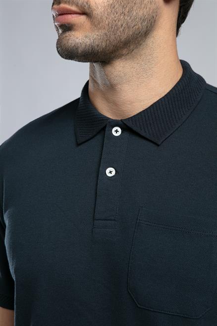 Rolan Erkek %100 Pamuk Polo Yaka T-Shirt Lacivert