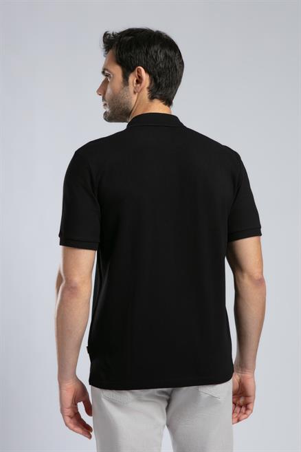 Rolan Erkek %100 Pamuk Polo Yaka T-Shirt Siyah