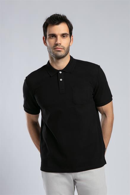 Rolan Erkek %100 Pamuk Polo Yaka T-Shirt Siyah