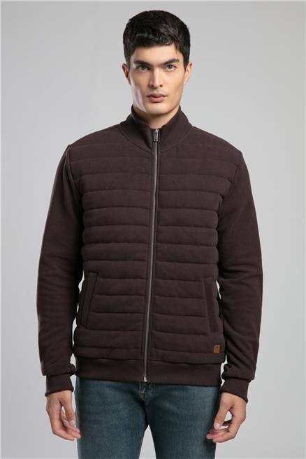Rowena Erkek Dik Yaka Fermuarli Sweatshirt Acı Kahve