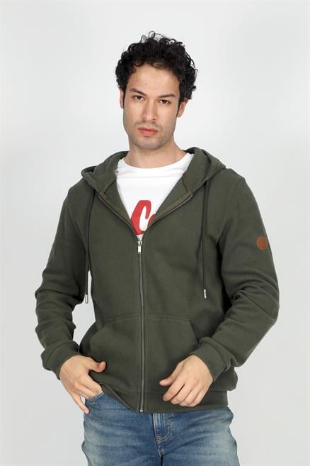 Ruth Erkek Kapüşonlu Fermuarlı Sweatshirt Haki