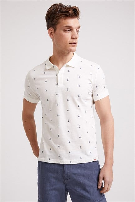Sail Erkek %100 Pamuk Polo Yaka T-Shirt Ekru