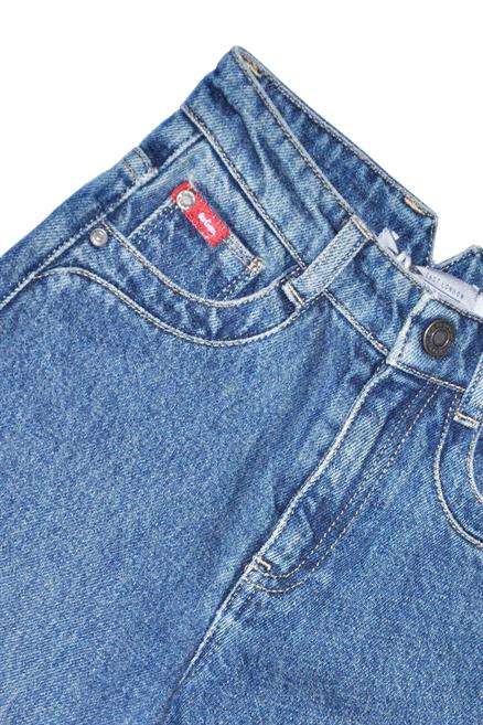 Sandy Yüksek Bel Geniş Paça Kesim Geniş Paça %100 Pamuk Dirty Wash Kız Çocuk Jean Pantolon