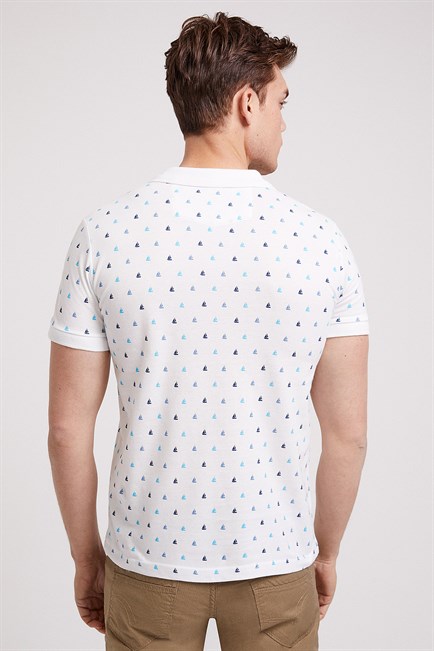 Ship Erkek %100 Pamuk Polo Yaka T-Shirt Beyaz