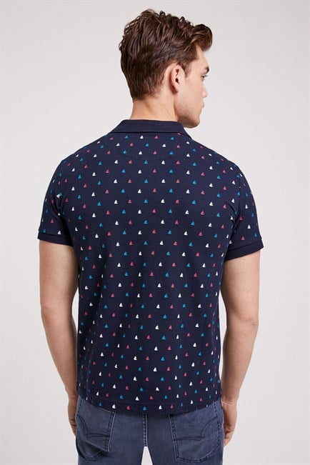 Ship Erkek %100 Pamuk Polo Yaka T-Shirt Lacivert