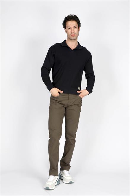 Sirius Erkek %100 Pamuk Polo Yaka Sweatshirt Lacivert
