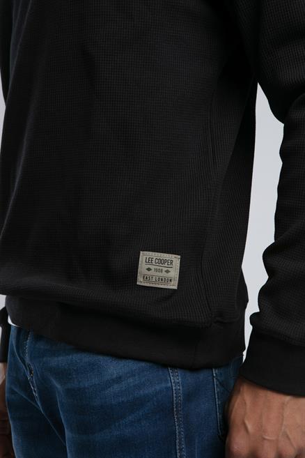 Sirius Erkek %100 Pamuk Polo Yaka Sweatshirt Siyah